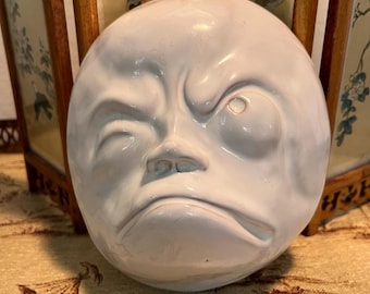 Sergio Bustamante Ceramic EGG Moon Face Sculpture Large Pastel