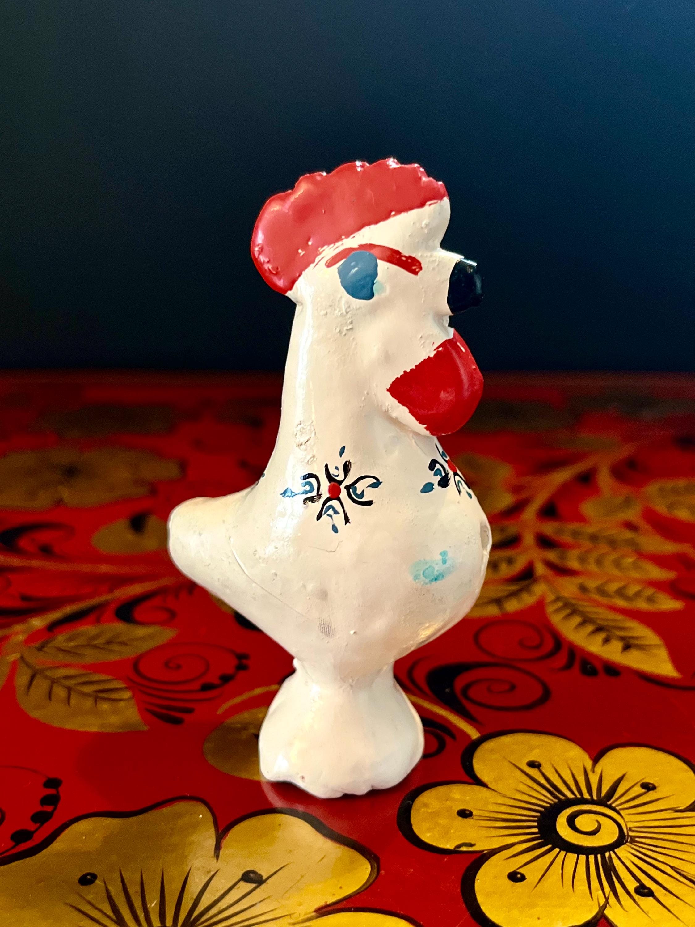 Vintage Siurell Clay Cockerel Whistle: Hand-painted Mallorca Folk