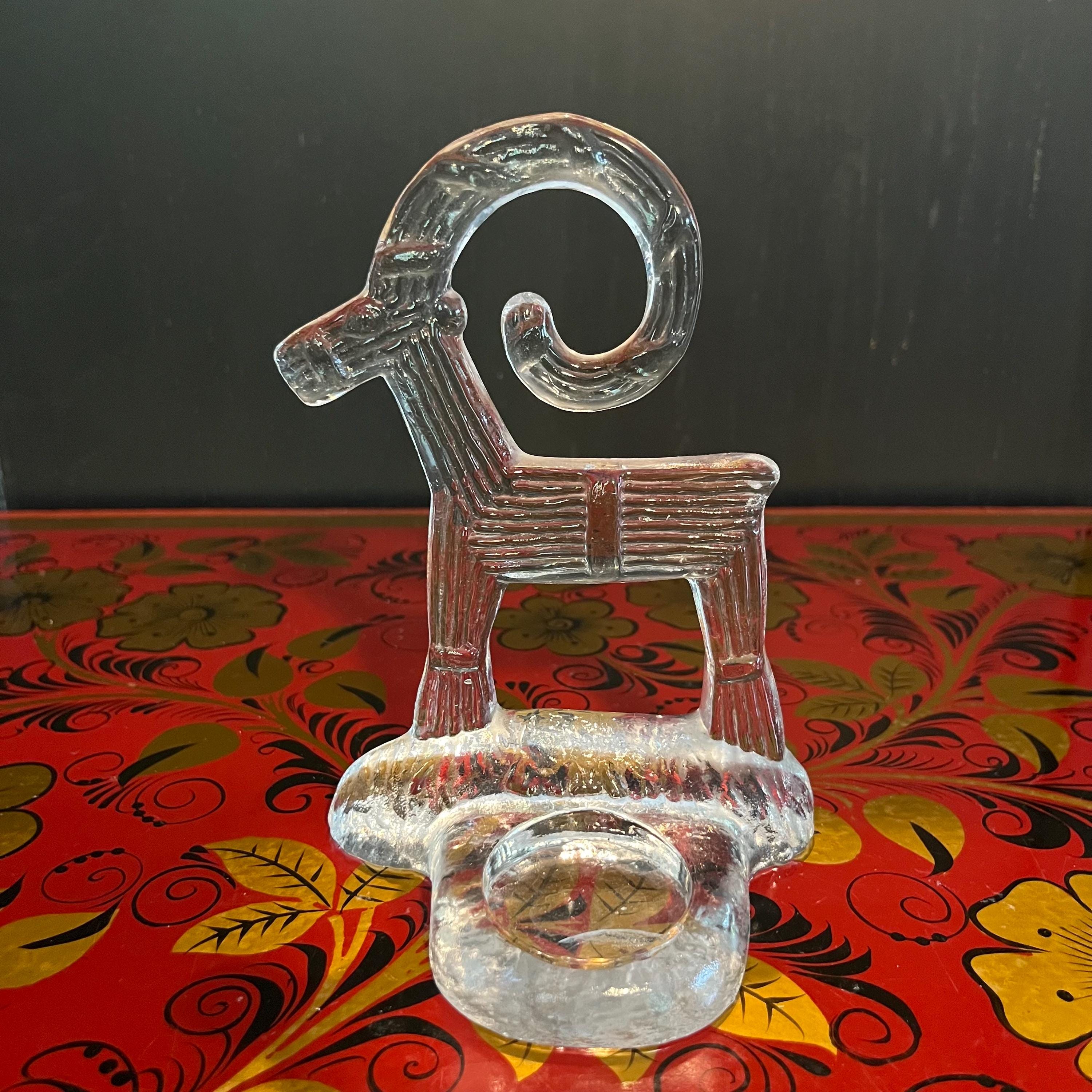 Kosta Boda Goat by Bertil Vallien – Boda Zoo Glass Candle Holder & Paperweight
