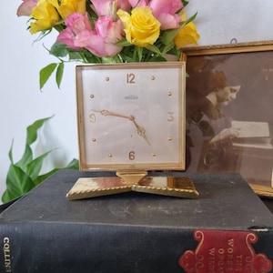 Stunning Art Deco Angelus Swiss Brass Mantle Clock