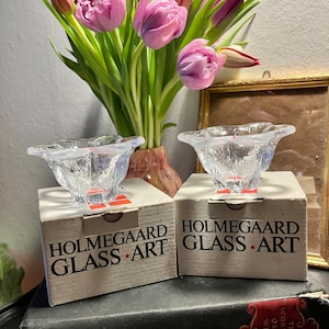 Beaux bols vintage Holmegaard Glass Art avec boîte d’origine