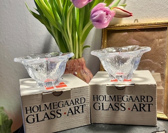 Vintage Holmegaard Glass Art Bowls - Sidse Werner Design - 1980s (Set of 2)