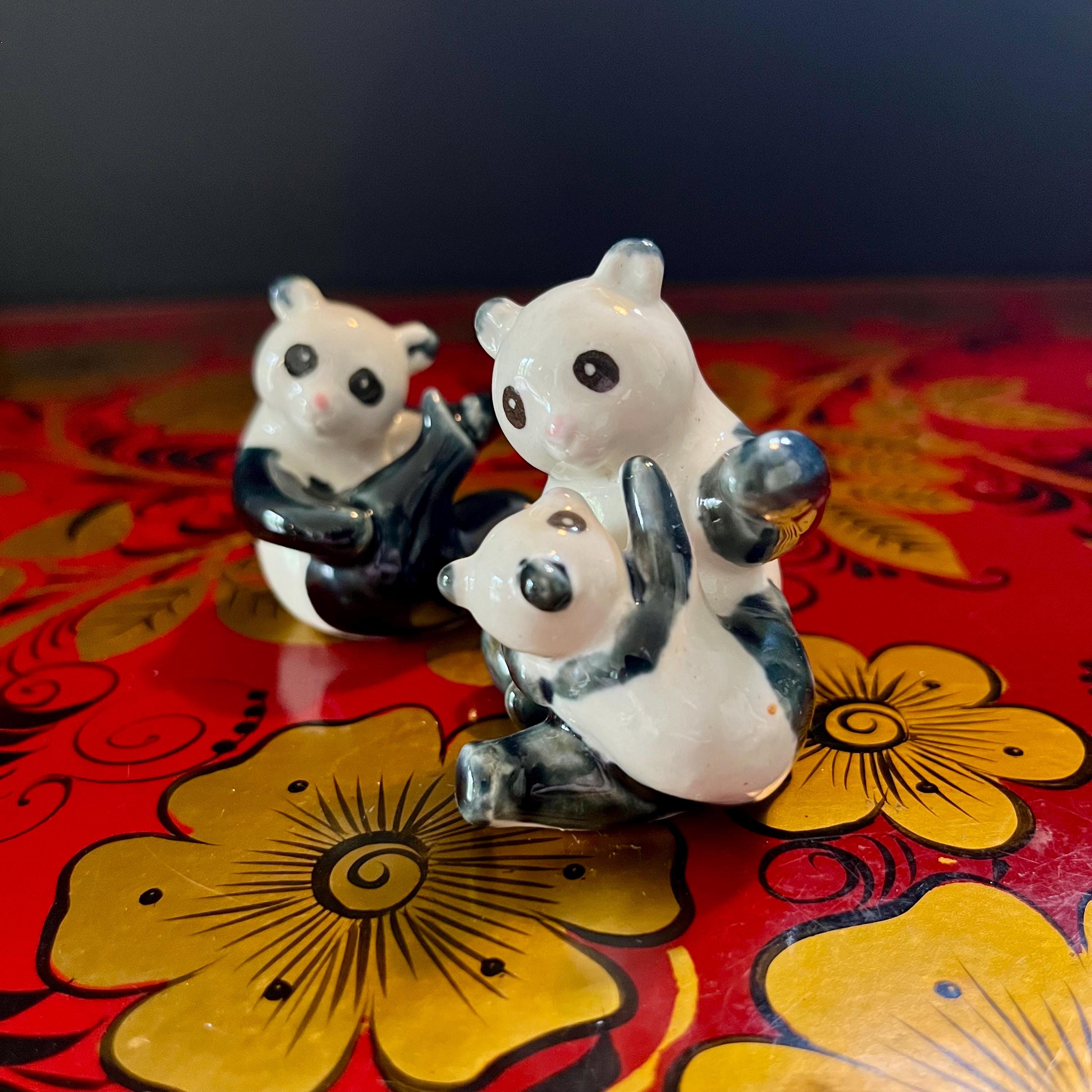  陶器製パンダの置物 ヴィンテージ陶器製パンダの置物 - 母子像、中国コレクターズアイテム