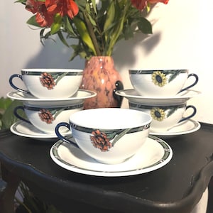 Gorgeous Vintage Rörstrand Sweden Linnea Teacups And Saucers