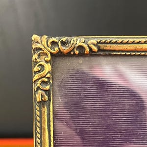 Tall Ornate Vintage Brass Frame with Convex Glass – Baroque Style Photo Frame