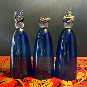 Hadeland Glassverk Norway / Set of 3 / Cobalt Blue Three Kings