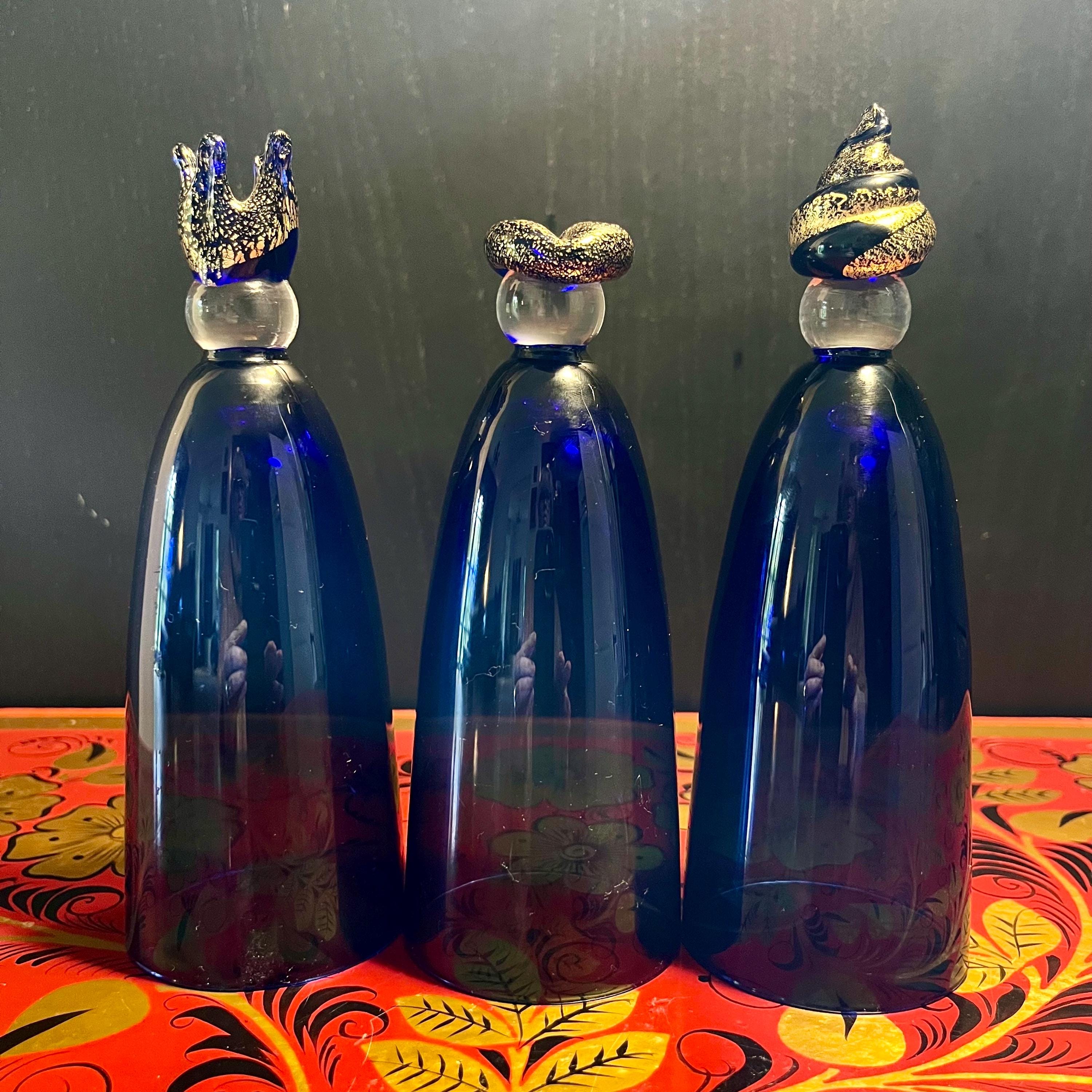 Hadeland Glassverk Norway / Set of 3 / Cobalt Blue Three Kings