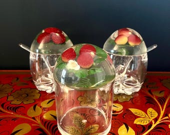 Vintage Kitsch Lucite Marmalade Pot With Spoon