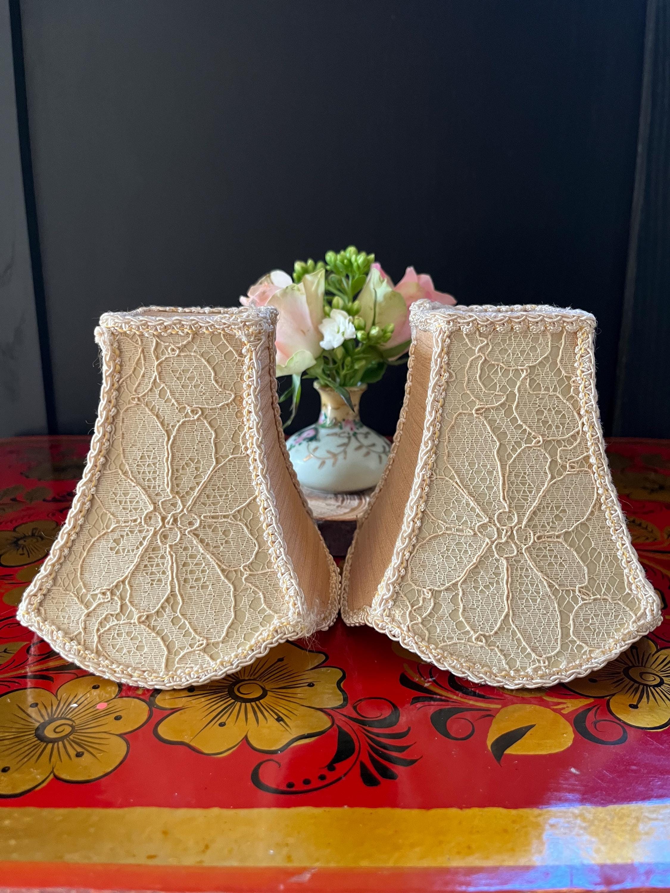 ヴィンテージ フレンチ レース ブドワール ランプシェード - 2個セット