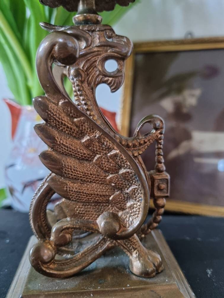 Stunning Pair of Antique Copper Dragon Candlestick Holders Etsy