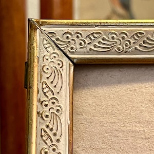 Art Deco Danish Brass Square Picture Frame – Floral Scroll Detail