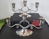 Elegant Set Of Two Vintage Swedish Silverplate Candelabras