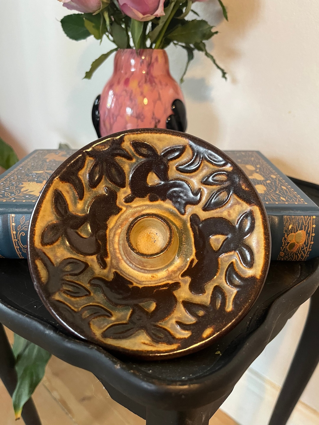 Mid Century Michael Andersen Stoneware Deer Candlestick Holder
