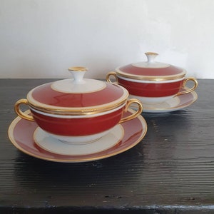 Stunning Antique Bing And Grøndahl Soup Cup With Lid And Saucer