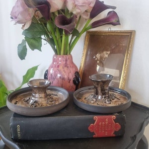 Set van twee Deense vintage keramische kandelaars
