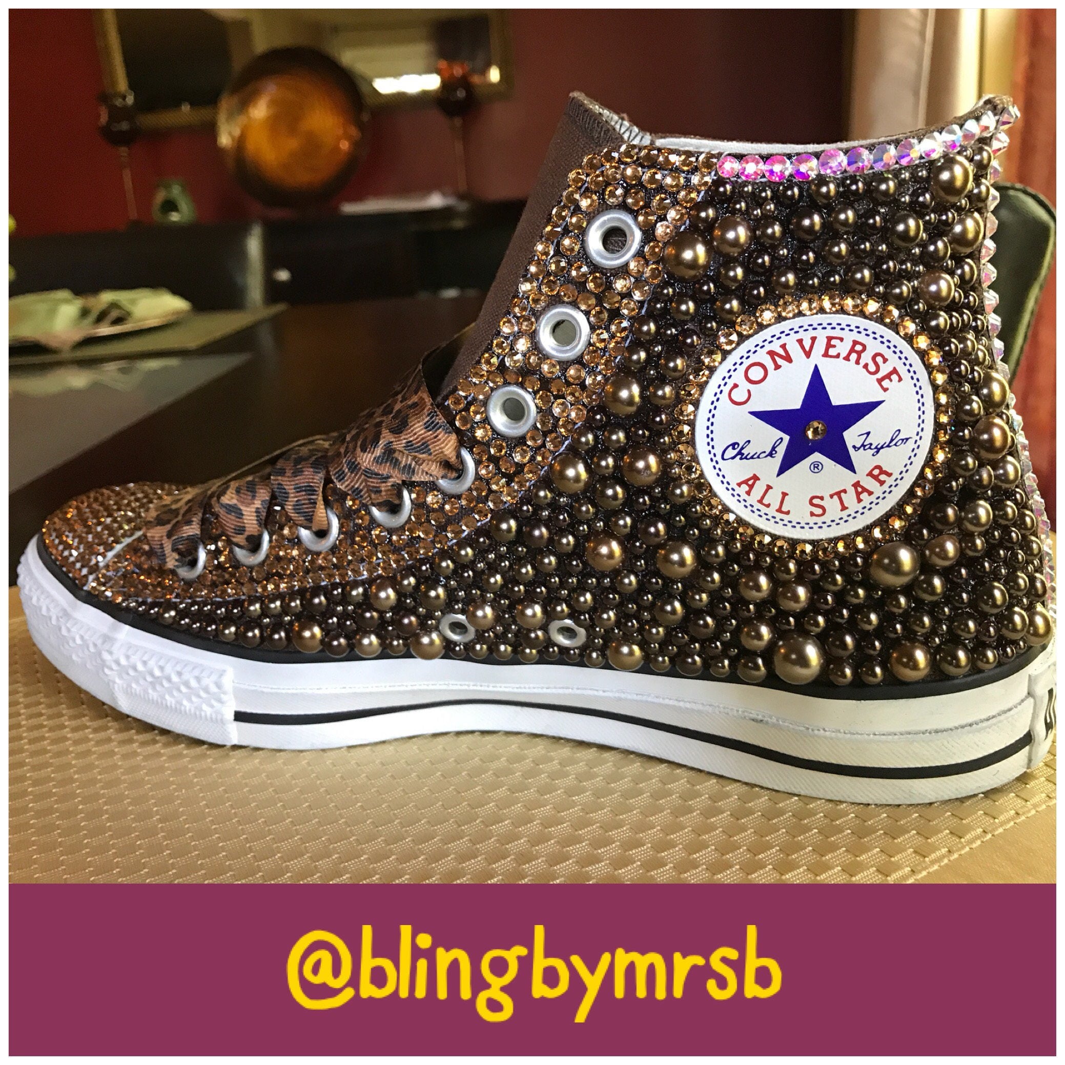 Custom Bling High Top Converse Sneakers 