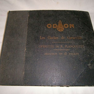 Old album of 10 D 25cm discs with "ODEON" needle: The bells of Corneville (Operetta by R.Planquette)