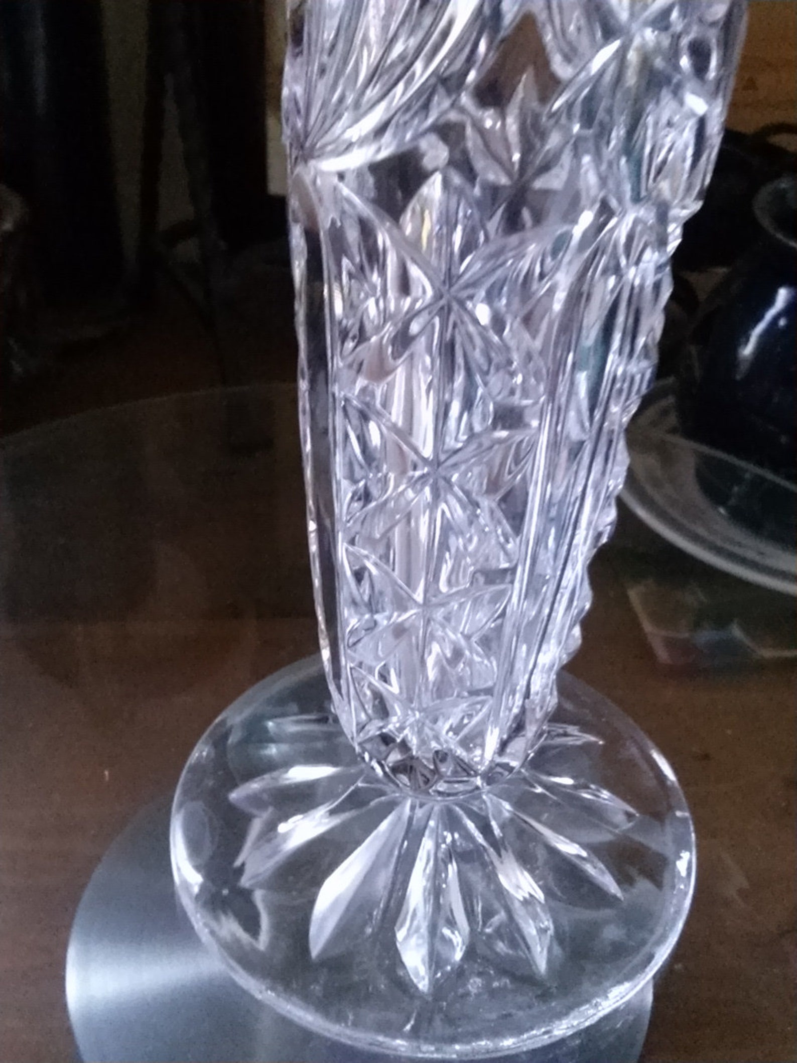 Lead Crystal Vase Diamond Cut 25 Cm Made In Germany Etsy Canada