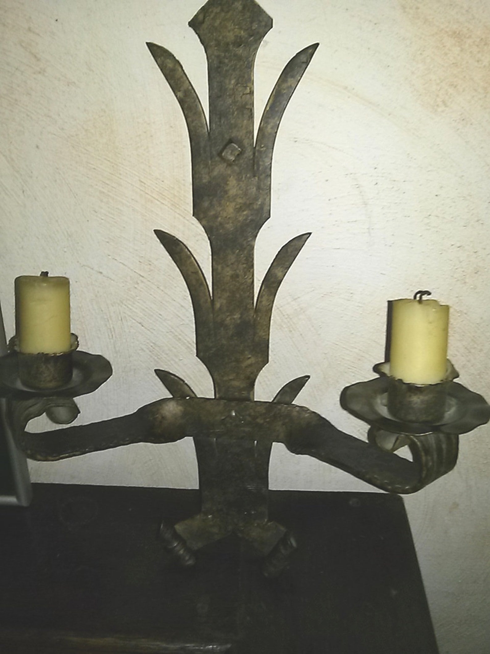 Antique wall candle holder handmade unique wrought Etsy