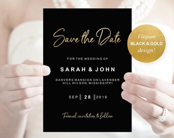 black save the date etsy