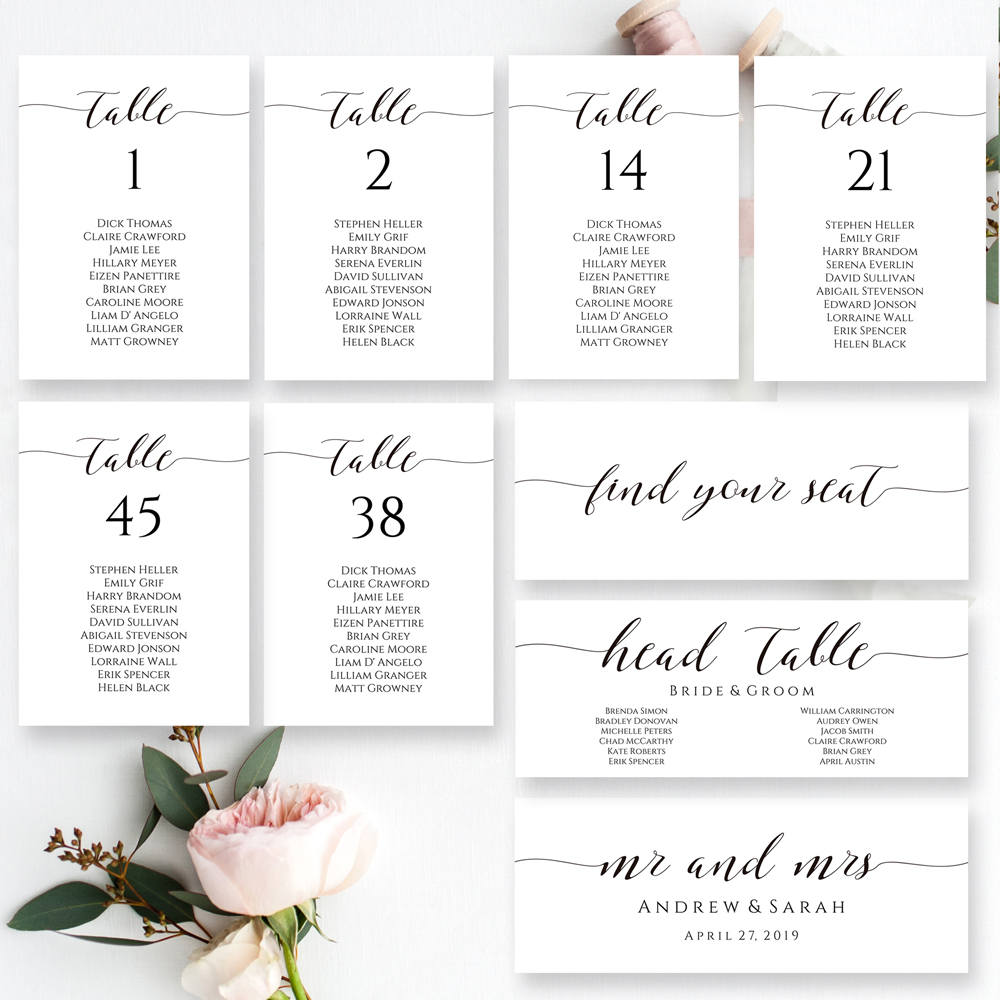 Printable Elegant Wedding Seating Plan Template DIY Editable | Etsy
