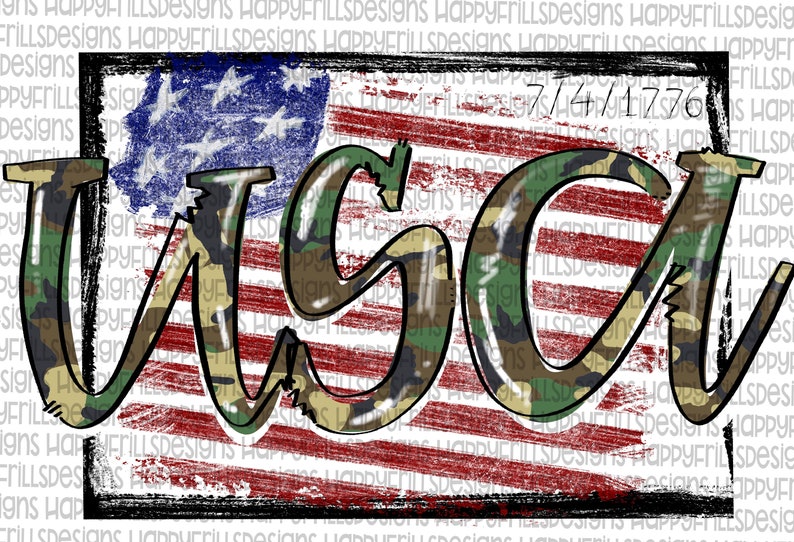 USA in camo and leopard designs Digital image png instant download for sublimation Sublimate