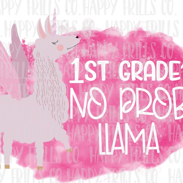 Back to school girls no prob llama bundle Pre-K through 5th included design Digital image png instant download for sublimation Design