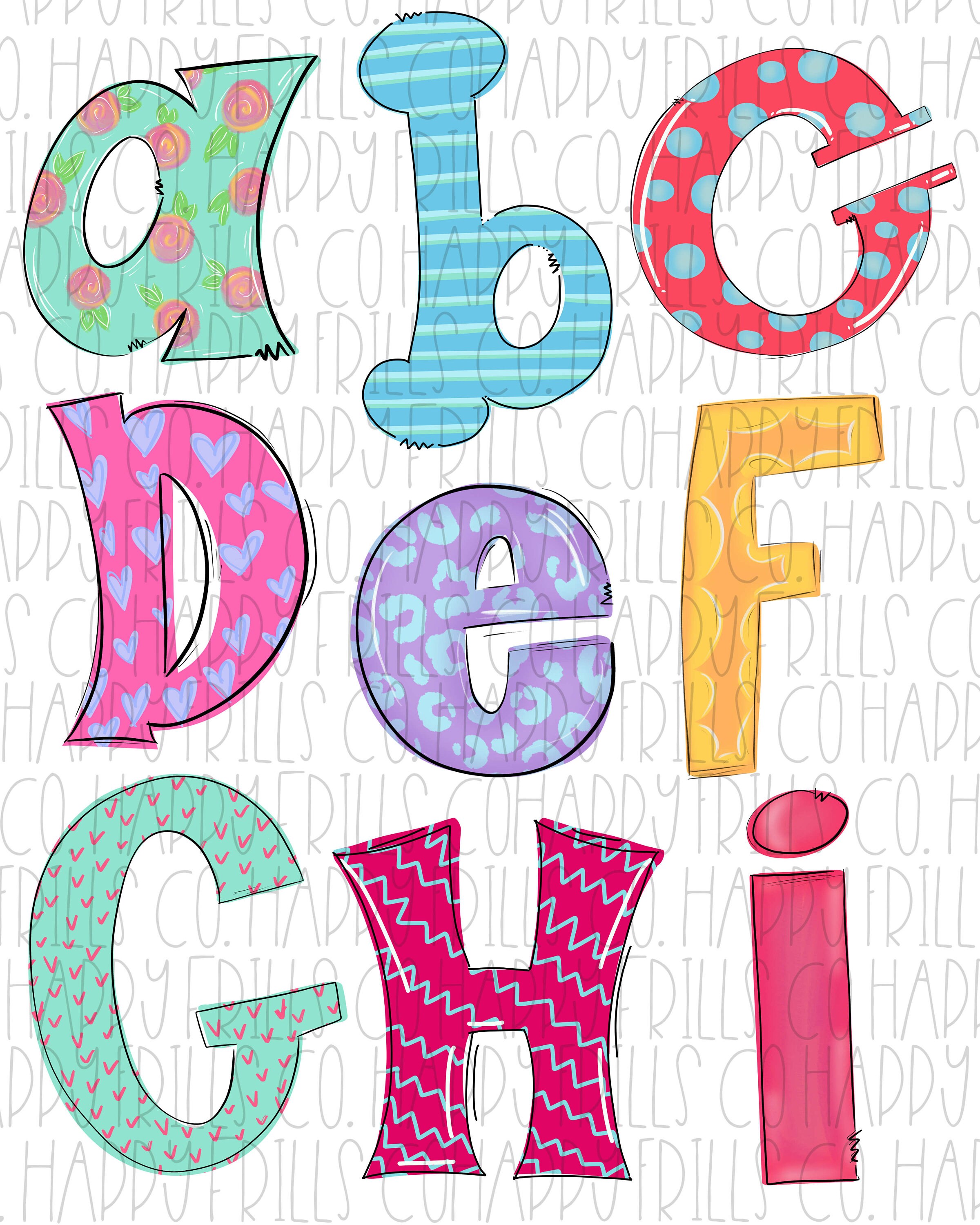 Whimsical doodle alphabet alpha second pack including extras | Etsy