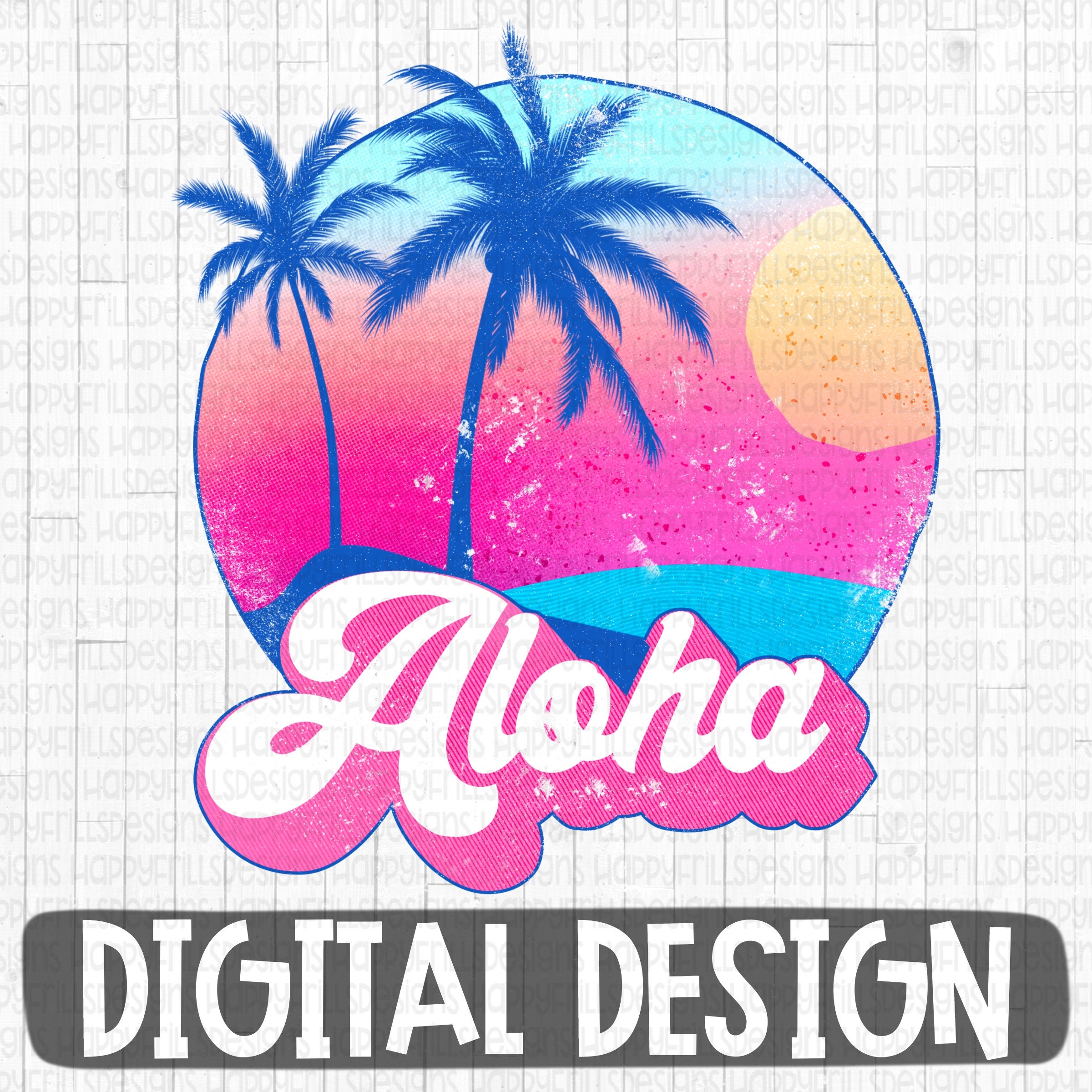 Aloha beach 70s retro Digital image png instant download for sublimat…