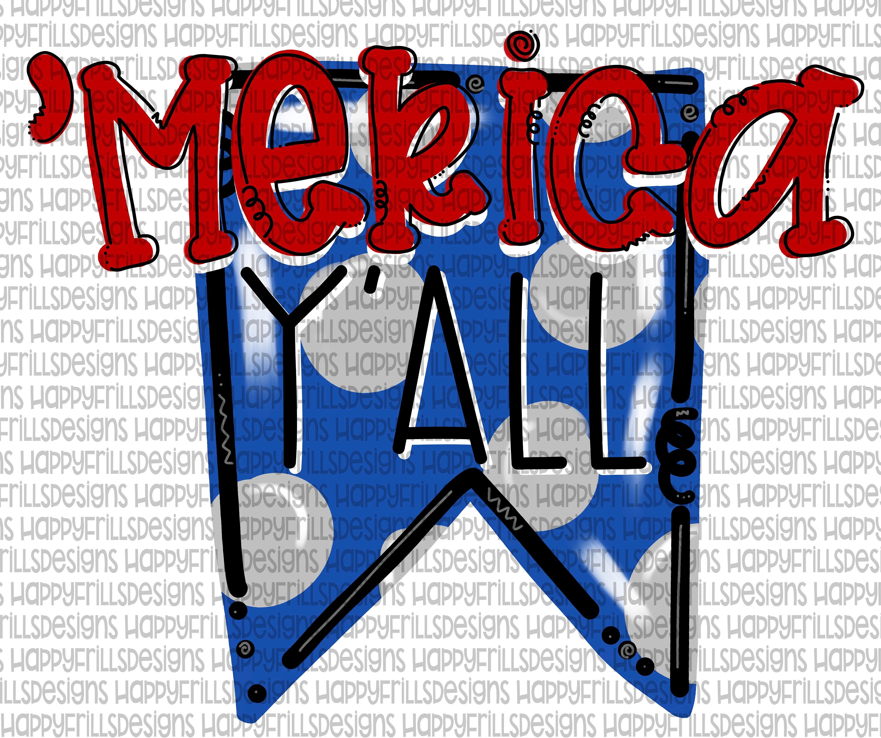 Banner Merica Doodle Designs Digital Image Png Instant Download