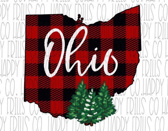 ohio buffalo plaid with christmas tree outline png instant etsy