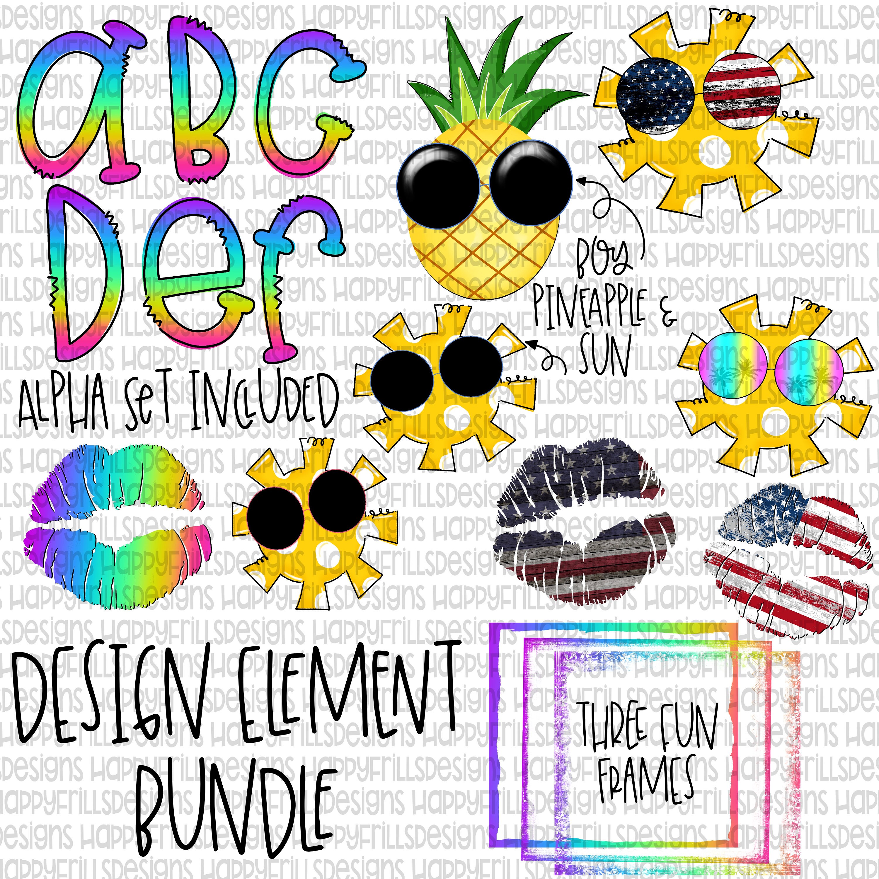 Download Summer Design element bundle for designing and sublimation