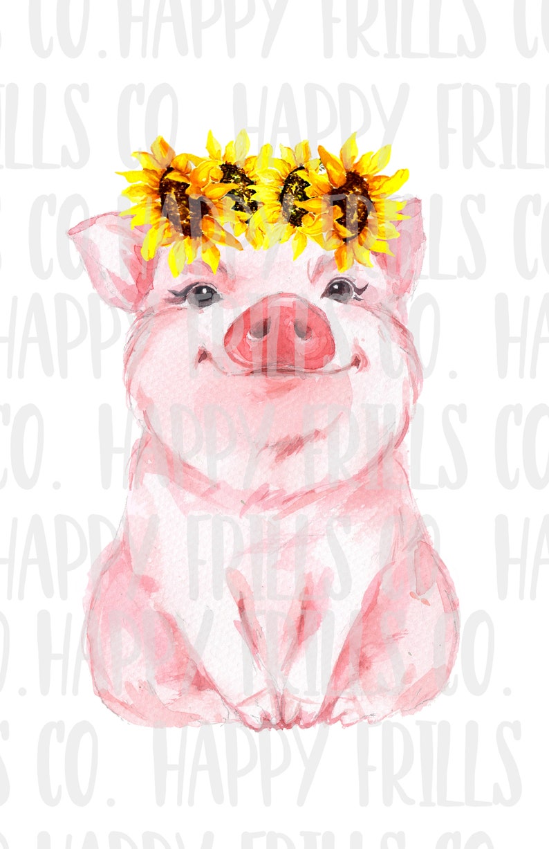Download Pig with sunflowers Digital image png instant download for sublimation Design | Etsy