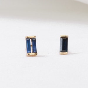 Unique Sapphire Stud Earrings Set 14K Solid Gold Minimalist Every Day Earrings 14K - 18K