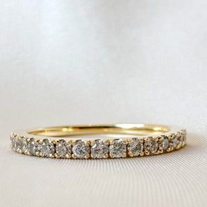 14K Gold Diamond Eternity Band Ring: Thin Stacking Ring