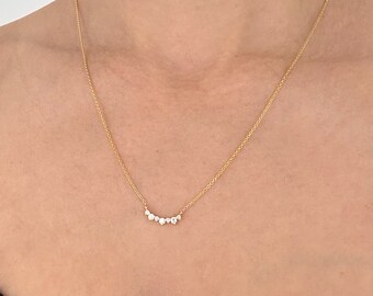 Dainty 14K Gold Diamond Cluster Necklace: Minimalist Pendant