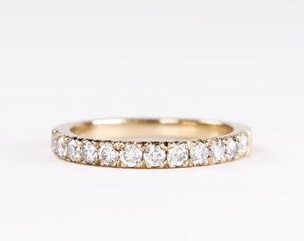 14k geelgouden diamant trouwring halve eeuwigheid - stapelring