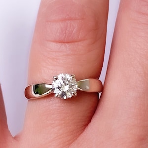 14K White Gold Natural Diamond Solitaire Engagement Ring