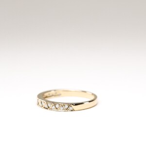 Half eternity ring, gold wedding ring, diamond anniversary ring, geometric style, stacking ring, eternity band, round cut diamond ring, 14 K image 3