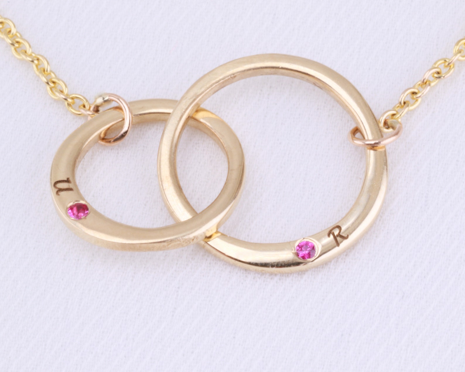 Linked Rings Necklace Gold initial Necklace personalized Etsy