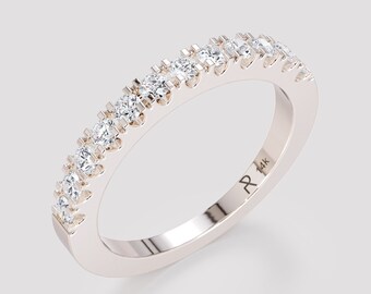 14k witgouden diamanten trouwring: stapelbare ring halve eeuwigheid