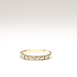 Half eternity ring, gold wedding ring, diamond anniversary ring, geometric style, stacking ring, eternity band, round cut diamond ring, 14 K image 2