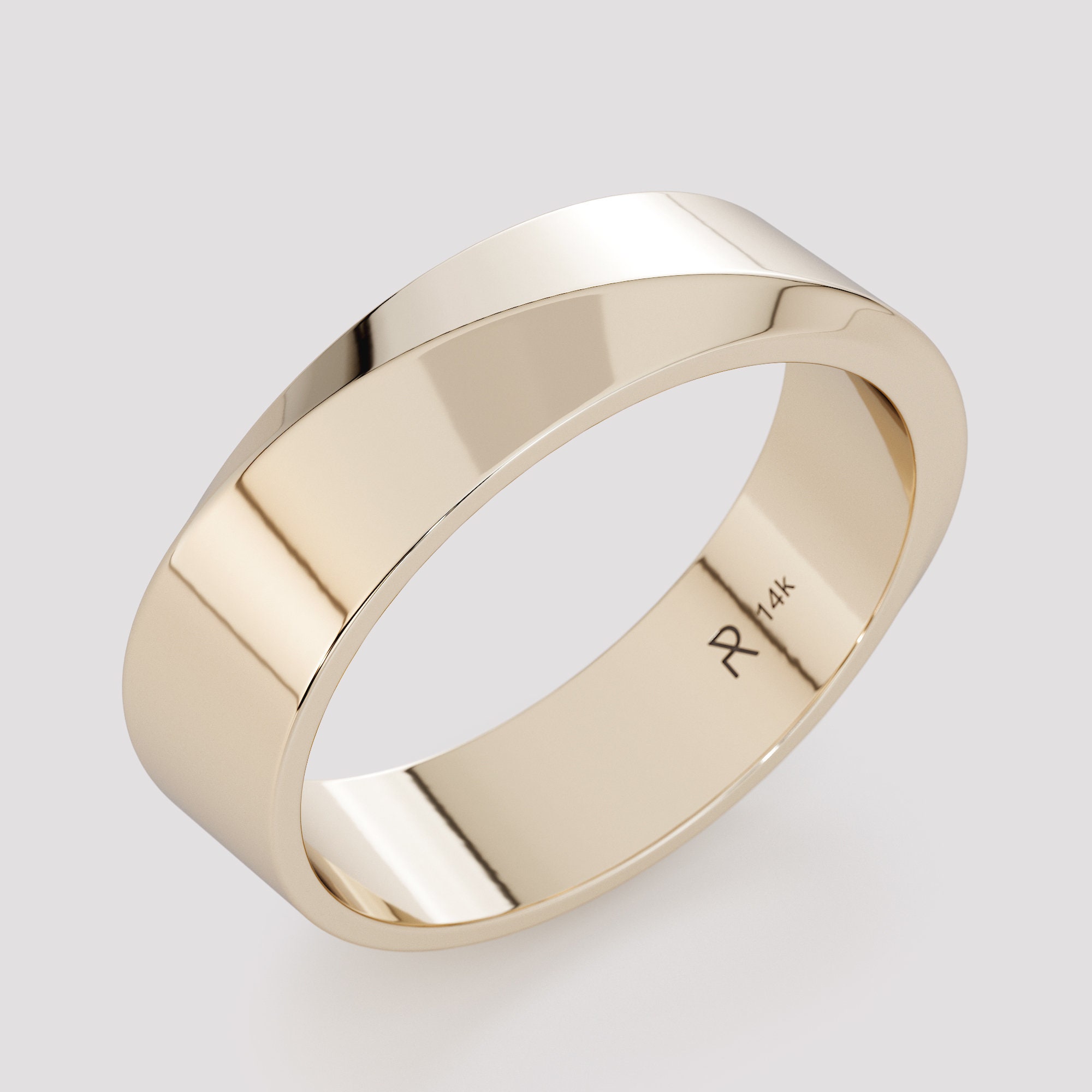 Men Wedding Ring 14K Solid Gold Custom Personalized Gift for Him Modern ...