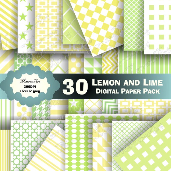 Download Lemon And Lime Digital Paper Pack Etsy