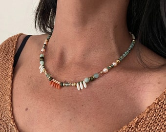 Beautiful Beaded Choker Necklace For Woman , Woman's Short Necklace, Boho necklace, Summer necklace,Mother's Day Gift, Unique Gift For Woman