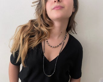 Beaded Choker Necklace For Woman. Black &Gold Beaded Necklace, Woman's Short Necklace, Boho necklace, Mother's Day Gift, Perfect Gift