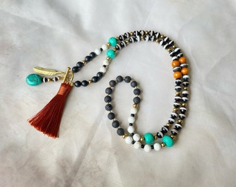 Gorgeous Boho necklace for women, Beaded Mala  necklace with Gemstones, Boho Mala Necklace,Unique Mala, Women's Xmas Gift, OOAK Gift