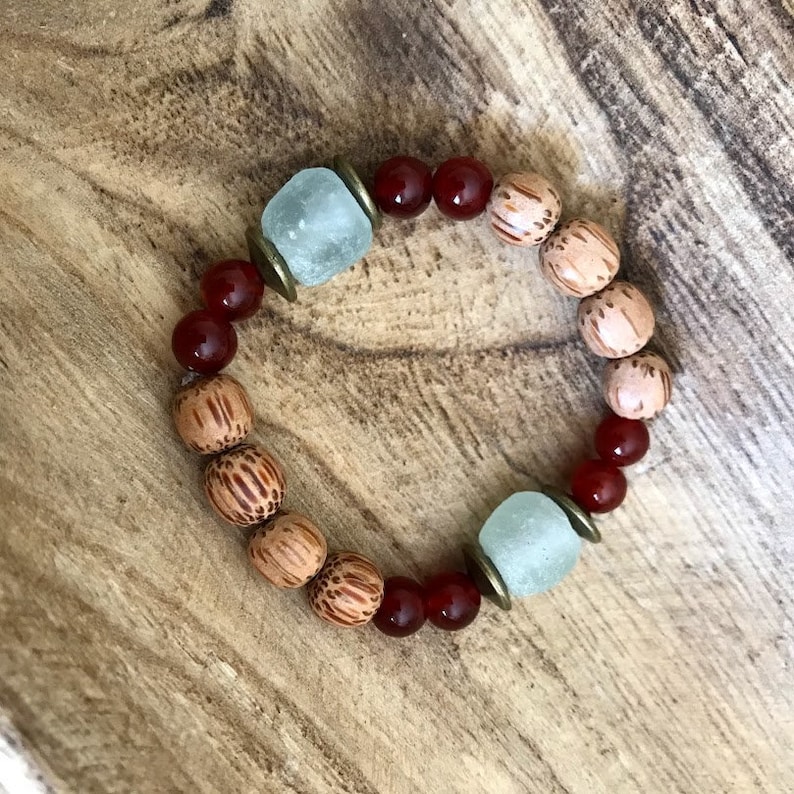 Boho Statement bracelet Elastic Gemstones bracelet Birthstone jewelry Beaded Stacking Bracelet Chunky bracelet Carnelian bracelet