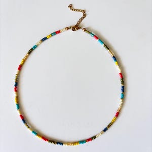 Colorful Seed Bead Choker: 18K Gold Plated Boho Necklace