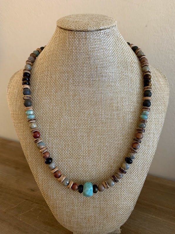 Men's Necklace Natural Stone Necklace Beaded Necklace Etsy